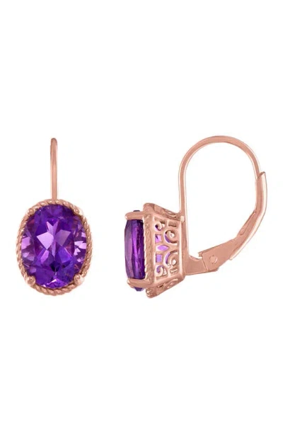 Fzn 14k Gold Plate Citrine Drop Earrings In Purple