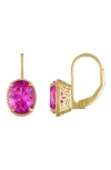 Fzn 14k Gold Plate Citrine Drop Earrings In Pink