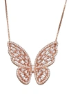 Fzn 14k Gold Plate Cz Butterfly Necklace In Rose