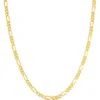Fzn 14k Gold Plate Sterling Silver Figaro Chain Necklace In Yellow