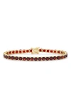 Fzn 14k Gold Plate Sterling Silver Flex Bracelet In Garnet