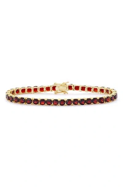 Fzn 14k Gold Plate Sterling Silver Flex Bracelet In Garnet
