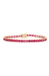 Fzn 14k Gold Plate Sterling Silver Flex Bracelet In Ruby