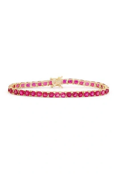 Fzn 14k Gold Plate Sterling Silver Flex Bracelet In Ruby