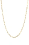 Fzn 14k Gold Plate Sterling Silver Paperclip Chain Necklace In Yellow Gold