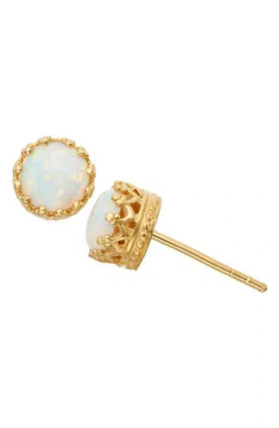 Fzn 14k Gold Plate Sterling Silver Stud Earrings In Opal-yellow