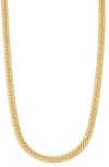 Fzn 14k Gold Plated Herringbone Chain Necklace In Yellow