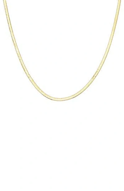 Fzn 14k Gold Plated Herringbone Chain Necklace In Yellow Gold