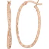 Fzn 14k Gold Plated Textured Hoop Earrings In Rose