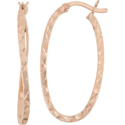 Fzn 14k Gold Plated Textured Hoop Earrings In Rose