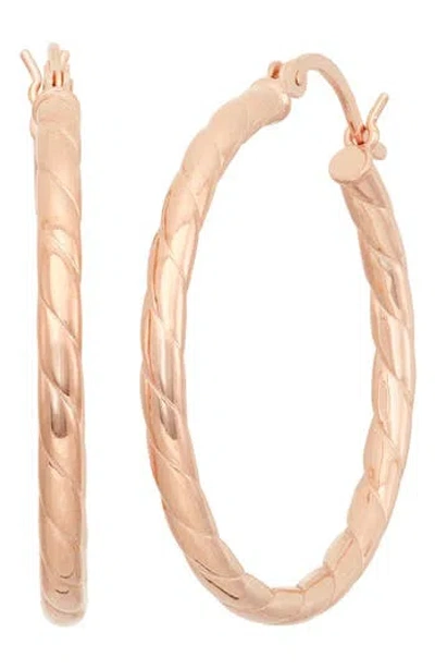 Fzn 14k Gold Plated Textured Hoop Earrings