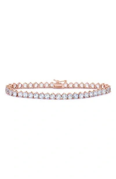 Fzn 14k Gold Rose Gold Plate Sterling Silver Stone Bracelet In Aquamarine