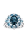 Fzn 14k Rose Gold Over Silver Amethyst & Pink Topaz Ring In Blue Topaz