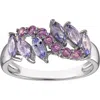 Fzn Sterling Silver Amethyst & Tanzanite Statement Ring In Silver/tanzanite/amethyst