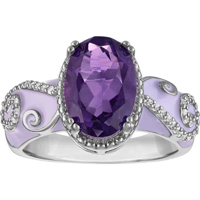 Fzn Amethyst Enamel Statement Ring In Yellow