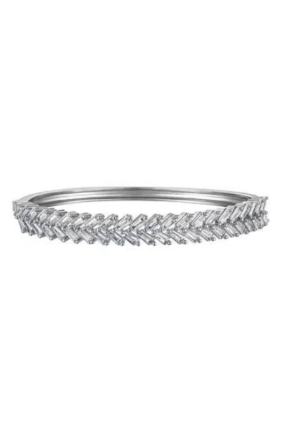 Fzn Baguette Cubic Zirconia Bangle Bracelet In Silver