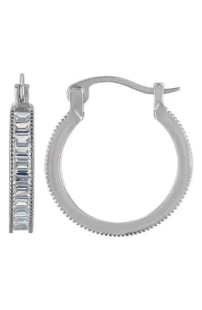 Fzn Baguette Cubic Zirconia Hoop Earrings In Metallic