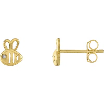 Fzn Bee Diamond Stud Earrings In Gold