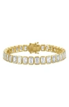 Fzn Bezel Emerald Cubic Zirconia Tennis Bracelet In Gold