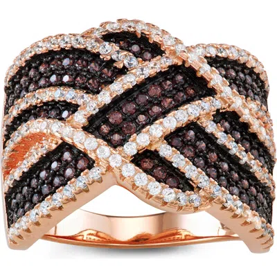 Fzn Black & White Pavé Cubic Zirconia Cocktail Ring In Multi