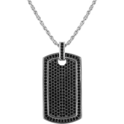 Fzn Black Spinel Dog Tag Pendant Necklace