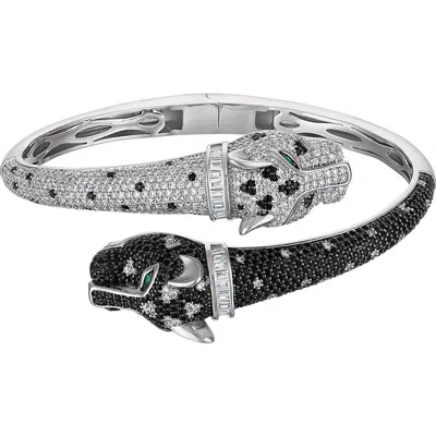 Fzn Black Spinel Panther Bypass Bangle In Black/ White