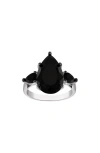 Fzn Black Spinel Teardrop Ring In Black
