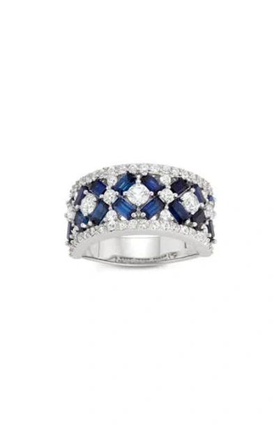 Fzn Blue Sapphire & White Sapphire Ring