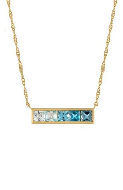 Fzn Blue Topaz Bar Necklace In Gold