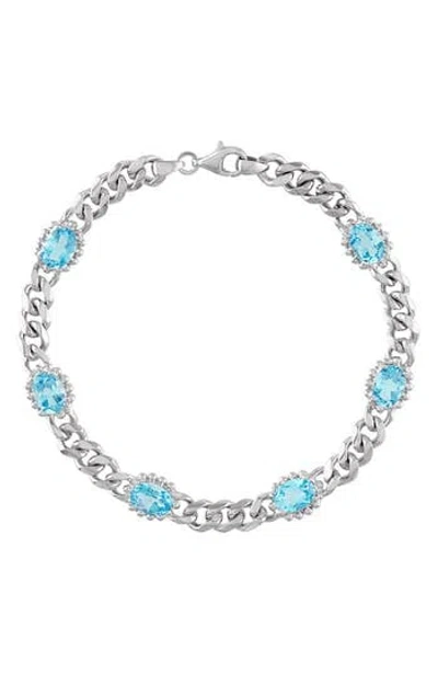 Fzn Blue Topaz Curb Bracelet In White