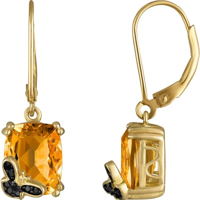 Fzn Citrine & Cubic Zirconia Bee Lever-back Earrings In Yellow