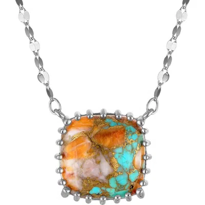 Fzn Composite Turquoise Pendant Necklace In White