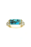 Fzn Composite Turquoise Ring In Gold