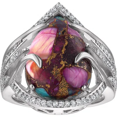 Fzn Composite Turquoise Statement Ring In Pink Teal Composite