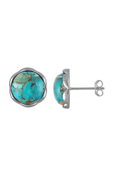 Fzn Composite Turquoise Stud Earrings In White