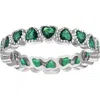 Fzn Created Ruby Heart Eternity Ring In Emerald