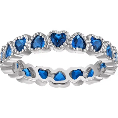 Fzn Created Ruby Heart Eternity Ring In Sapphire