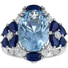 Fzn Created Sapphire Oval Statement Ring In Blue