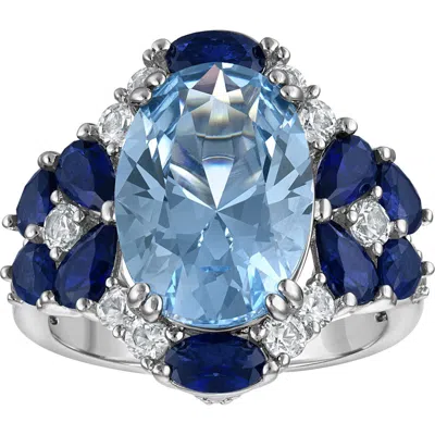 Fzn Created Sapphire Oval Statement Ring In Blue