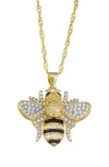 Fzn Cubic Zirconia Bee Pendant Necklace In Yellow