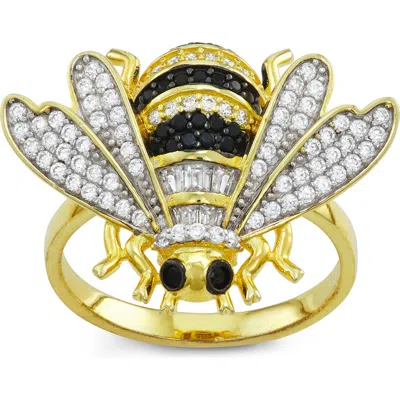 Fzn Cubic Zirconia Bee Ring In Yellow Gold