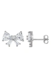 Fzn Cubic Zirconia Bow Stud Earrings In White