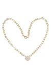 Fzn Cubic Zirconia Clover Necklace In Yellow Gold