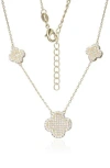 Fzn Cubic Zirconia Clover Necklace In Yellow Gold