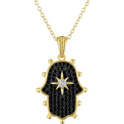 Fzn Cubic Zirconia Hamsa Pendant Necklace In Multi