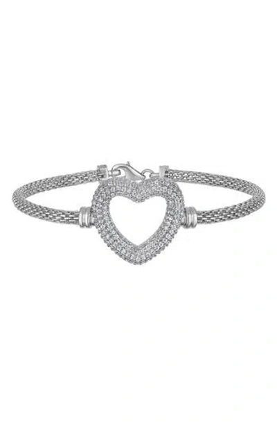 Fzn Cubic Zirconia Heart Mesh Bracelet In White