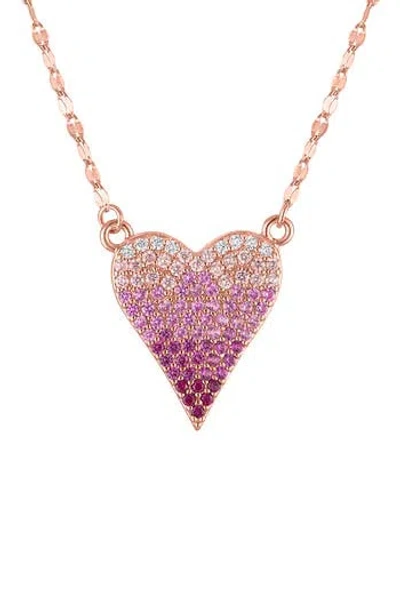 Fzn Cubic Zirconia Heart Pendant Necklace In Purple