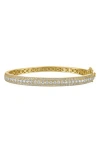 Fzn Cubic Zirconia Hinged Bangle Bracelet In Gold