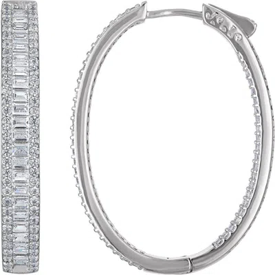 Fzn Cubic Zirconia Hoop Earrings In White