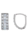 Fzn Cubic Zirconia Huggie Hoop Earrings In Silver